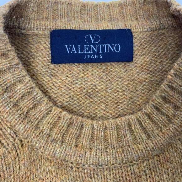 Valentino Jeans Vintage Virgin Wool Men's Knit Melange Crew Sweater Sz 52 (L-XL) - Picture 3 of 16